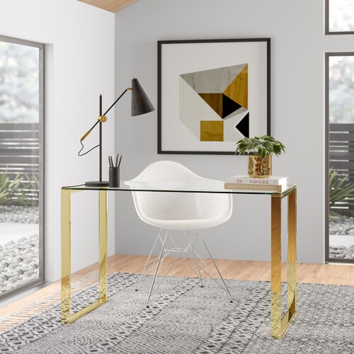 Chantrelle Glass Top Metal Base Writing Desk